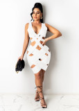 Plus Size Sexy V Neck Sleeveless Hollow Bandage Dress LSD-9098