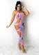 Sexy Printed Hole Spaghetti Strap Maxi Dress JPF-1034