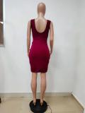 Plus Size Sexy V Neck Sleeveless Hollow Bandage Dress LSD-9098