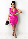 Plus Size Sexy V Neck Sleeveless Hollow Bandage Dress LSD-9098