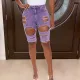 Denim Ripped Hole Skinny Jeans Shorts LSD-6005
