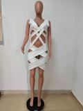 Plus Size Sexy V Neck Sleeveless Hollow Bandage Dress LSD-9098