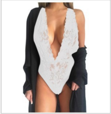 Black Perspective Lace Bodysuit Teddy Lingerie YQ-228