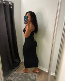 Sexy Spaghetti Strap Hollow Out Slim Maxi Dress BLX-8209
