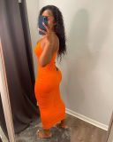 Sexy Spaghetti Strap Hollow Out Slim Maxi Dress BLX-8209