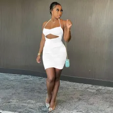 Sexy Solid Ruched High Waist Bodycon Mini Dress DMF-8171