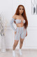 Sexy Long Sleeve Lace Up Two Piece Shorts Set LX-6891