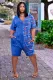 Casual Loose Prined V Neck Pocket Romper BLX-8207