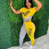 Pink Letter Print Casual Two Piece Pant Sets BLX-8007