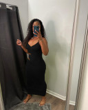 Sexy Spaghetti Strap Hollow Out Slim Maxi Dress BLX-8209