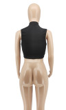 Black Sexy Lace Up Sleeveless Tops WSYF-5836