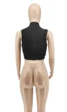Black Sexy Lace Up Sleeveless Tops WSYF-5836