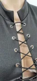 Black Sexy Lace Up Sleeveless Tops WSYF-5836