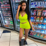Solid Cami Top And Shorts Two Piece Sets WSYF-5858