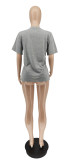 Casual Loose Printed O Neck T Shirt WSYF-5859