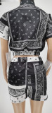Casual Printed Short Sleeve Zipper 2 Piece Sets WSYF-5853