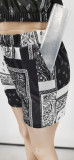 Casual Printed Short Sleeve Zipper 2 Piece Sets WSYF-5853