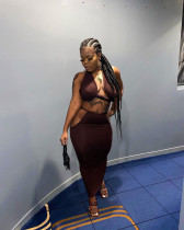 Sexy Halter Backless Long Skirt Two Piece Sets WSYF-5832