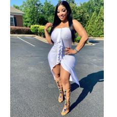 Sexy Off Shoulder Ruched Irregular Midi Tube Dress BN-9272