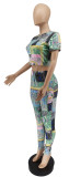Casual Printed Short Sleeve Two Piece Pant Sets WSYF-5828