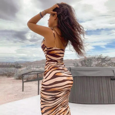 Sexy Leopard Spaghetti Strap Maxi Dress WSYF-5837