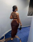 Sexy Halter Backless Long Skirt Two Piece Sets WSYF-5832
