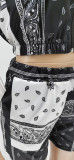 Casual Printed Short Sleeve Zipper 2 Piece Sets WSYF-5853