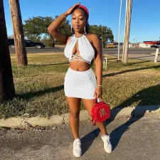 Sexy Strappy Backless Mini Skirt 2 Piece Sets WMEF-2037