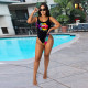 Sexy Lip Print One-Piece Swimsuit WMEF-2046