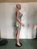 Sexy Beach Style Tie Up Printed Swimsuit  Three Piece Set BN-9269