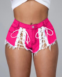 Sexy Denim Lace Up Jeans Shorts YD-8376
