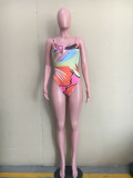 Sexy Printed Bodysuit Swimwear+Beach Skirt Sets Without Headscarf ORY-5189