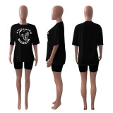 Casual Printed T Shirt And Shorts 2 Piece Sets T SNIK-238