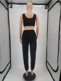 Plus Size Solid Sports Tank Top And Pants 2 Piece Suits YIM-182