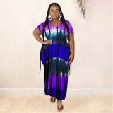Plus Size Casual Printed Split Loose Maxi Dress MOF-6622