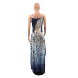 Casual Printed Spaghetti Strap Maxi Dress QSF-5081