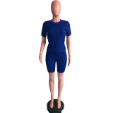 Casual Solid Short Sleeve Two Piece Suits OMY-0012
