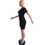 Casual Solid Short Sleeve Two Piece Suits OMY-0012