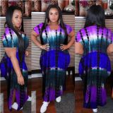 Plus Size Casual Printed Split Loose Maxi Dress MOF-6622