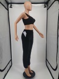 Plus Size Solid Sports Tank Top And Pants 2 Piece Suits YIM-182