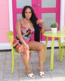 Sexy Printed Bodysuit Swimwear+Beach Skirt Sets Without Headscarf ORY-5189