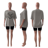 Casual Printed T Shirt And Shorts 2 Piece Sets T SNIK-238