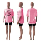 Casual Printed T Shirt And Shorts 2 Piece Sets T SNIK-238