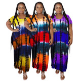 Plus Size Casual Printed Split Loose Maxi Dress MOF-6622