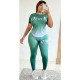Plus Size Pink Letter Print Two Piece Pant Sets YIM-180