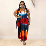 Plus Size Casual Printed Split Loose Maxi Dress MOF-6622