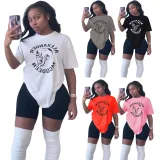 Casual Printed T Shirt And Shorts 2 Piece Sets T SNIK-238