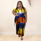 Plus Size Casual Printed Split Loose Maxi Dress MOF-6622
