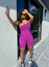 Sexy One Shoulder Skinny Romper MEM-8349