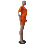 Solid T Shirt Pocket Shorts Casual Two Piece Sets TR-1131